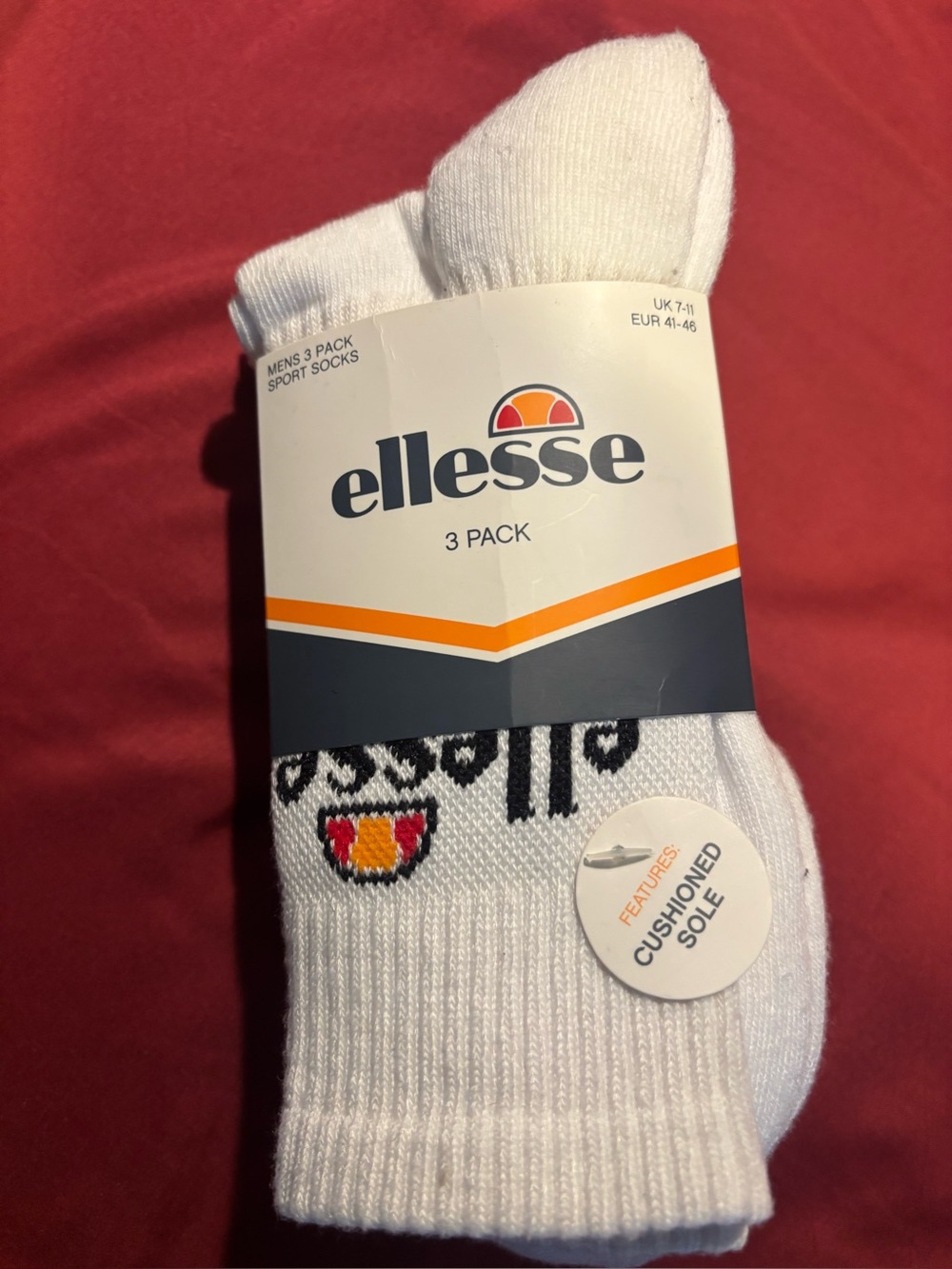 Ellesse White Athletic Crew Socks with Logo Accent